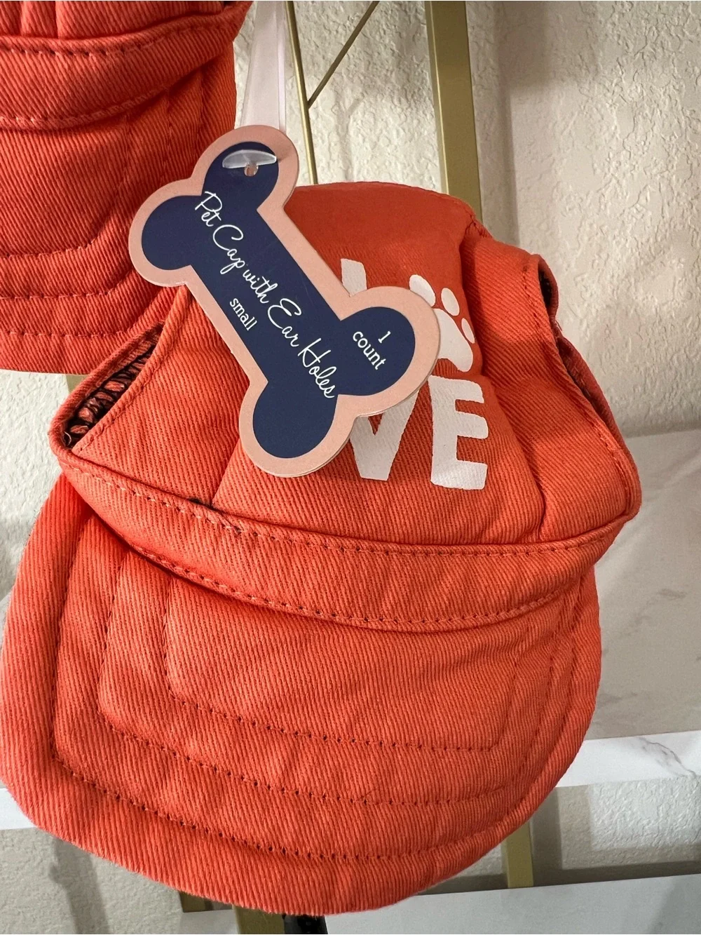 NWT Dog Parent and Dog Orange 'LOVE' Paw Adjustable Hats Dog Size Small